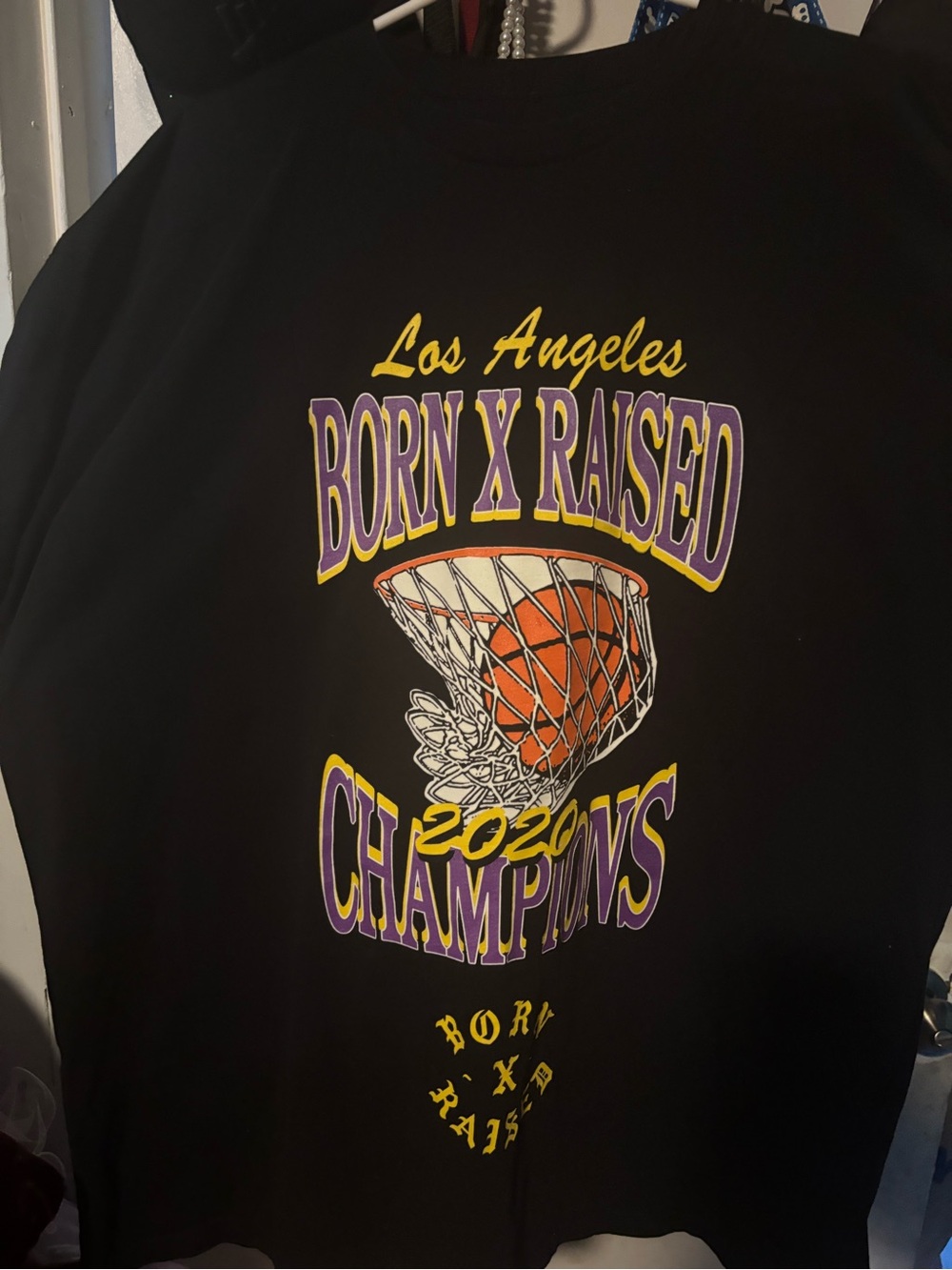 BORN X RAISED Black Los Angeles 2020 Champions Basketball Tee